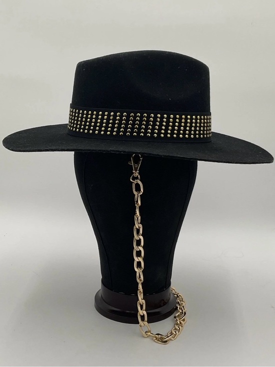 Free People ASN Hat Studded Chain Felt Hat , Floral Interior Lining, size small main image 4